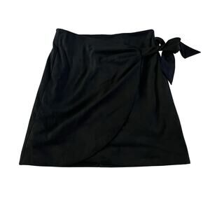 Loft Black Velour Wrap Mini Skirt Sz 4 Casual Preppy Fairy Grunge Event Party